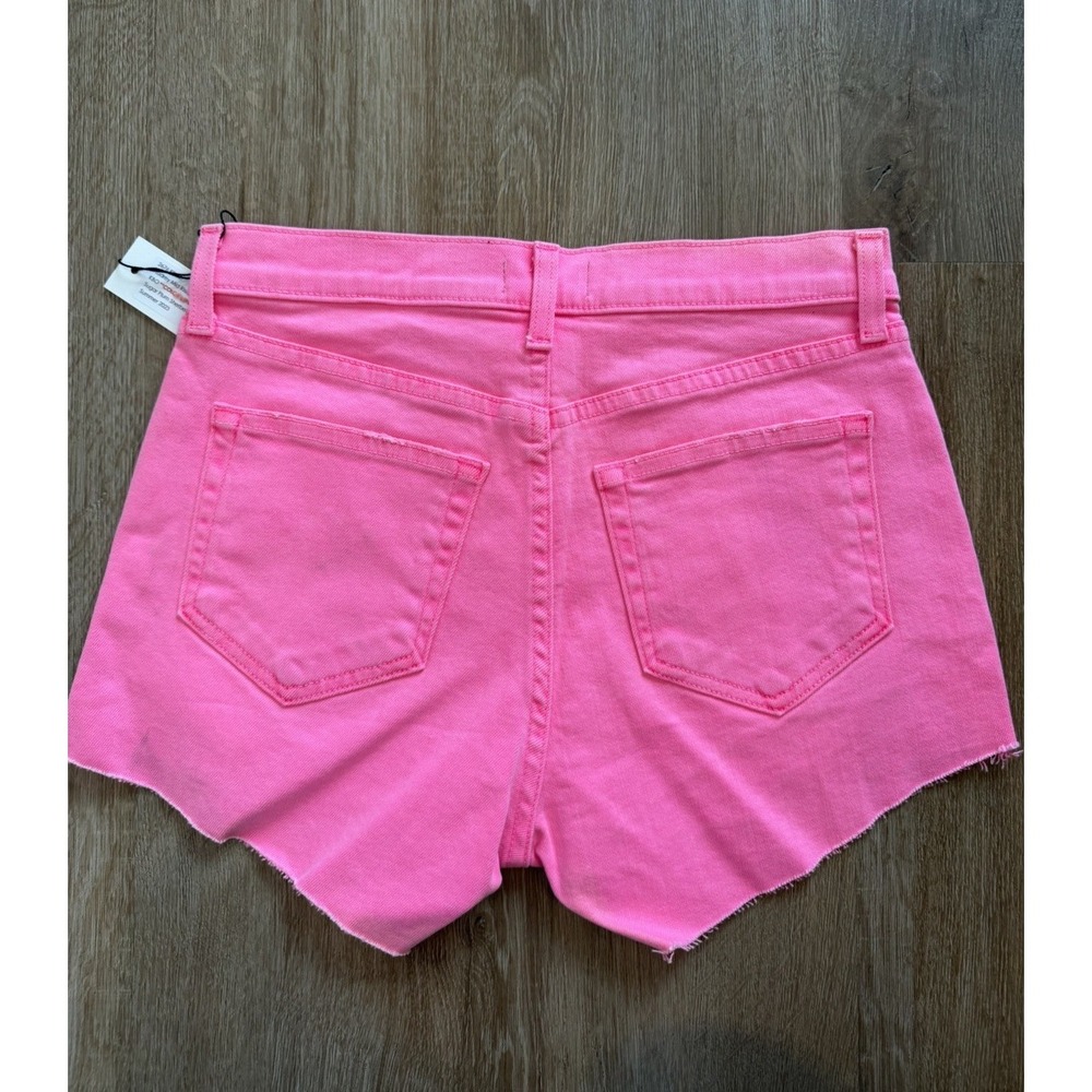 L'AGENCE Clark High-Rise Frayed Shorts Shocking Pink 25 NWT $275 - Picture 5 of 6